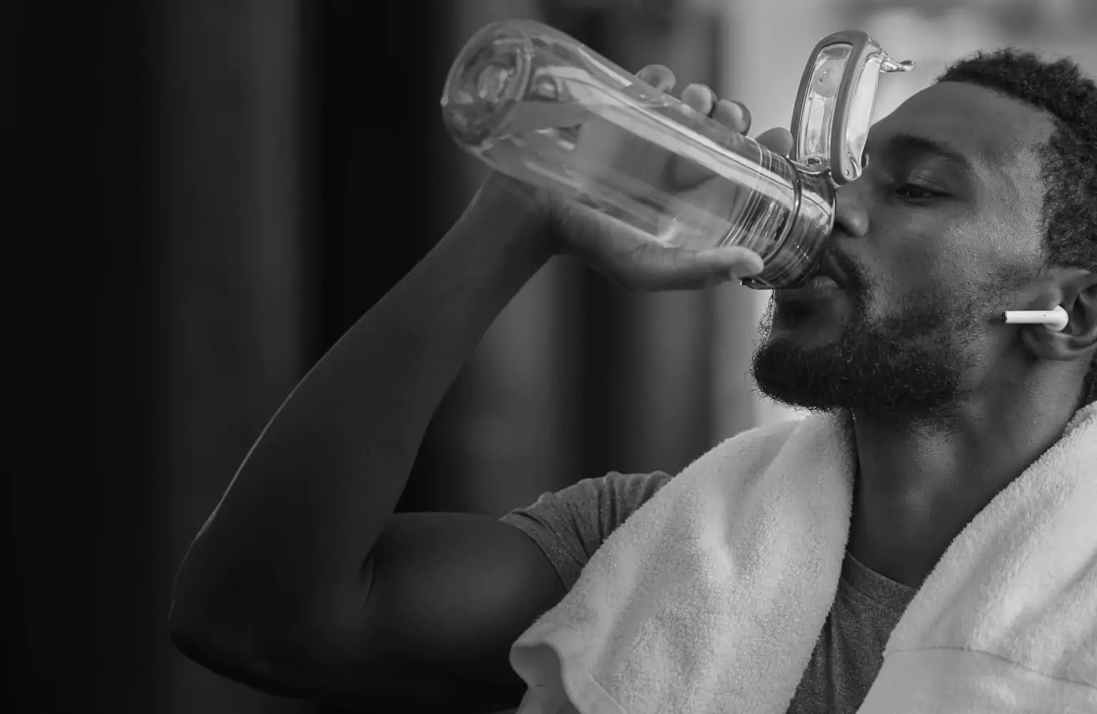 A man drinking water
